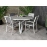 Table de jardin ronde grise et blanche 140 cm