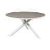 Table de jardin ronde grise et blanche 140 cm