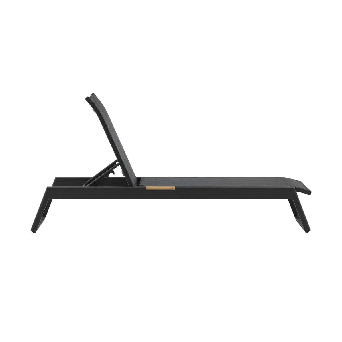 Lot de 2 chaises longues de jardin noire avec détail en teck