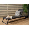 Lot de 2 chaises longues de jardin noire avec détail en teck