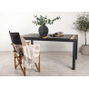 Table de jardin 150 cm teck et aluminium noir