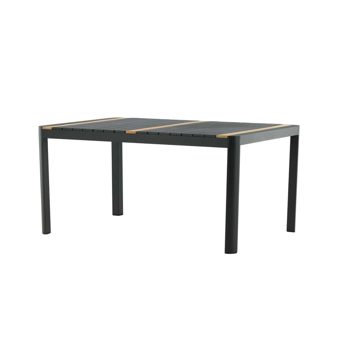 Table de jardin 150 cm teck et aluminium noir