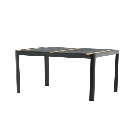 Table de jardin 150 cm teck et aluminium noir
