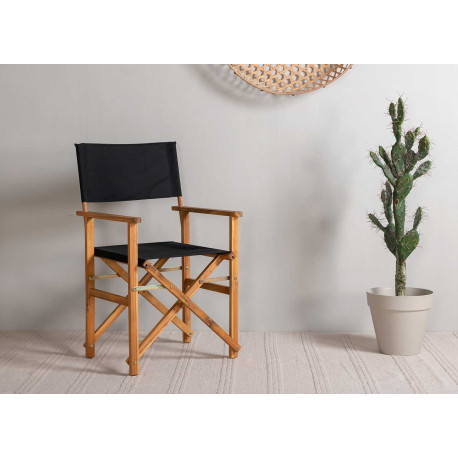 Lot de 2 chaises de jardin pliables noir et bois