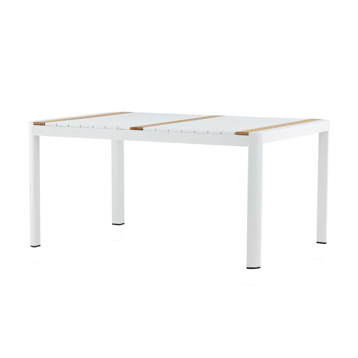 Table d'extérieur 150 cm teck et aluminium blanc