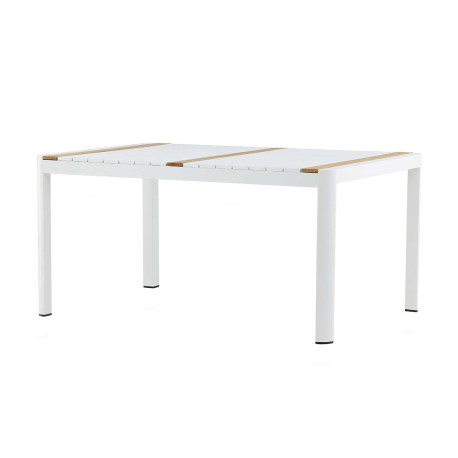 Table d'extérieur 150 cm teck et aluminium blanc