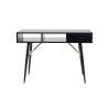 Bureau noir et acier doré 1 tiroir et 2 niches