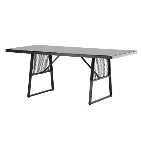 Table de jardin noire en verre et aluminium