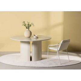 Table à manger ronde en bois beige 140 cm