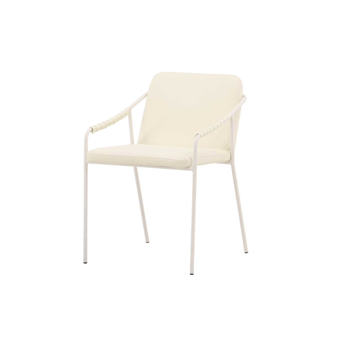 Lot de 2 chaises simili cuir et acier beige