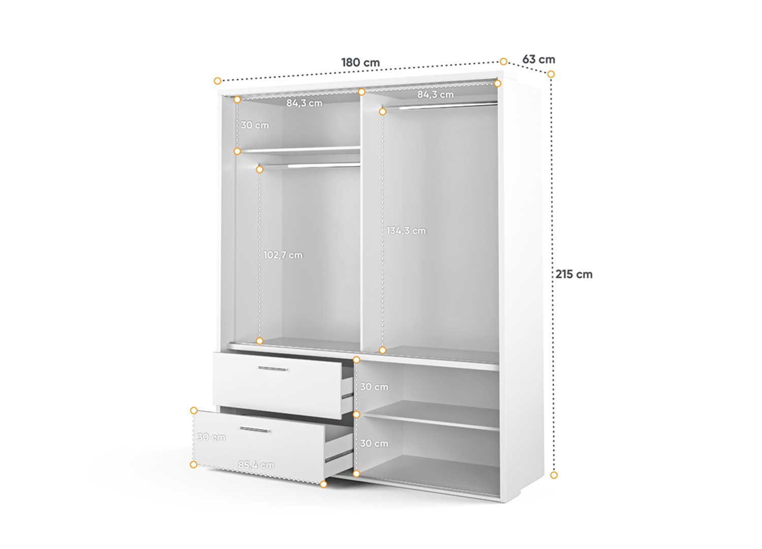 Armoire blanche 2 portes et 2 tiroirs de rangement CbcMeubles