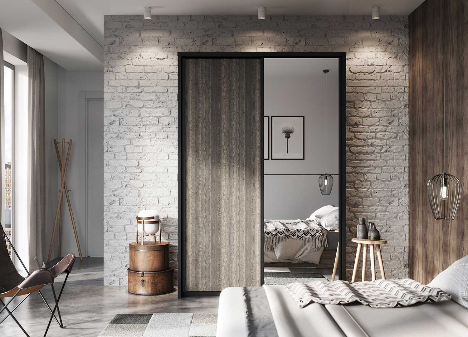 Armoire à portes coulissantes noir et mali wengé CbcMeubles