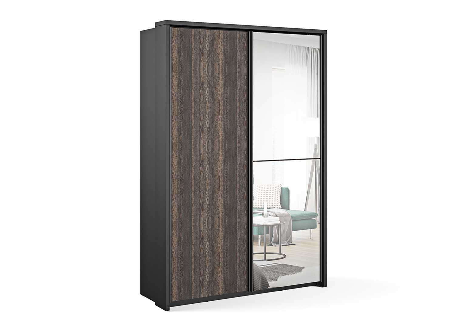 Armoire à portes coulissantes noir et mali wengé CbcMeubles