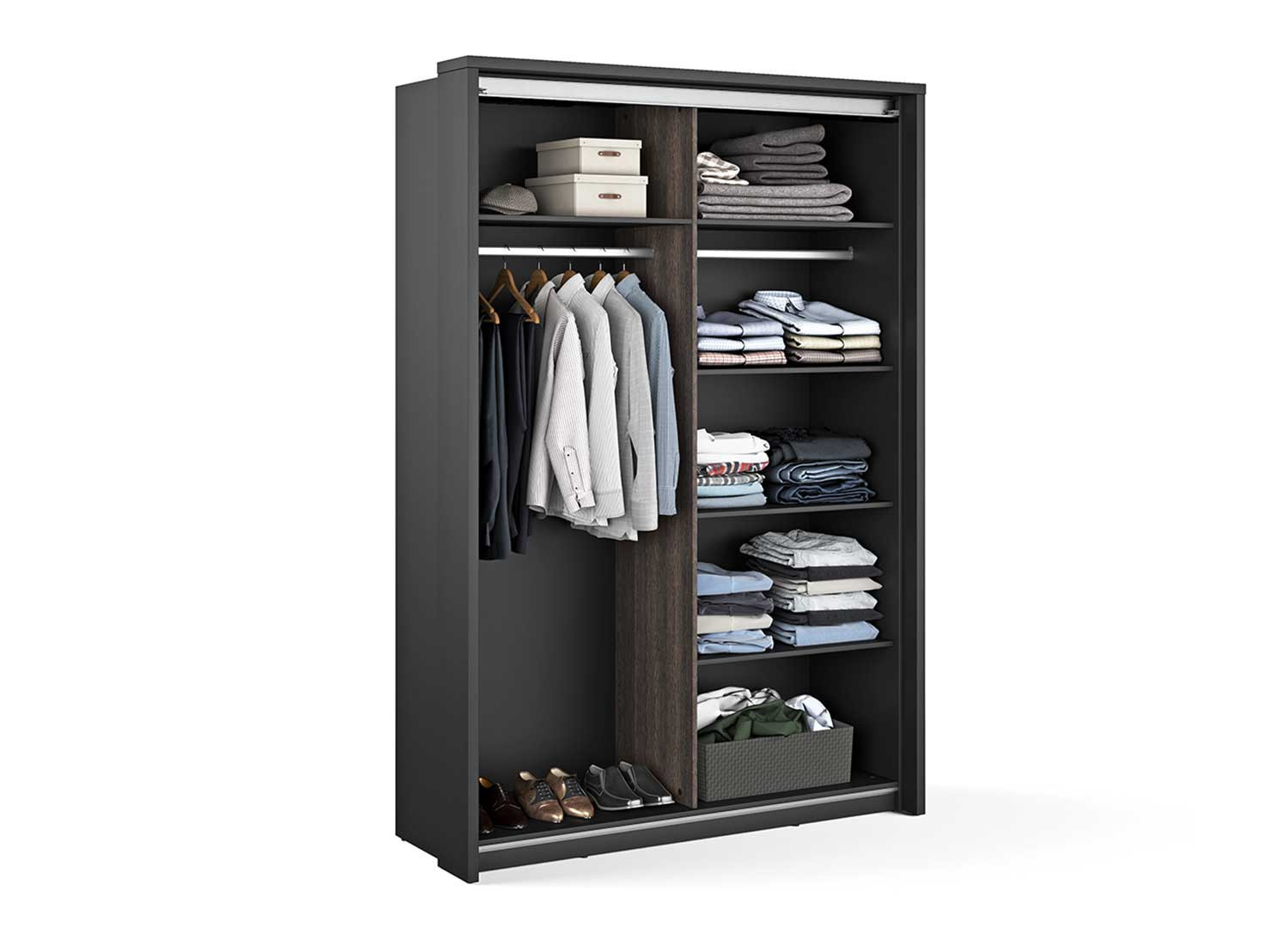 Armoire à portes coulissantes noir et mali wengé CbcMeubles