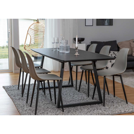 Table noire 160-200 cm avec rallonge centrale