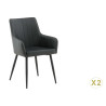 Lot de 2 chaises simili cuir noir avec accoudoirs