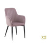 Lot de 2 chaises tissu côtelé vieux rose et acier