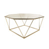 Table basse de salon octogonale verre et métal doré