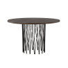 Table à manger ronde 120 cm bois foncé et métal noir