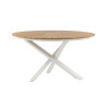 Table de jardin ronde 140 cm bois de teck et aluminium blanc