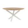 Table de jardin ronde 140 cm bois de teck et aluminium blanc