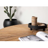 Table de jardin ronde 140 cm bois de teck et aluminium noir