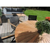Table de jardin ronde 140 cm bois de teck et aluminium noir