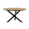 Table de jardin ronde 140 cm bois de teck et aluminium noir