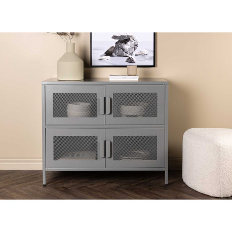 Commode en acier gris 4 portes