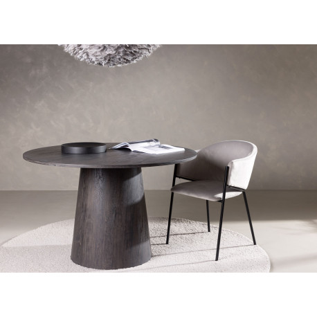 Table ronde en bois 120 cm moka et noir