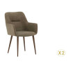 Chaises tissu brun et pieds en acier marron