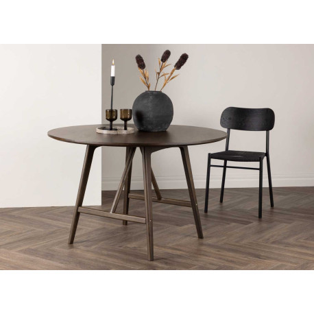 Table à manger ovale 220 cm bois foncé et métal noir - Cbc-Meubles