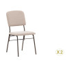 Lot de 2 chaises tissu beige et pieds en acier marron