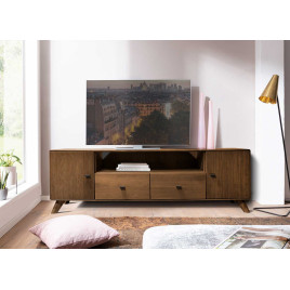 Meuble tv bois massif foncé 180 cm