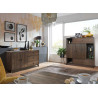 Buffet 4 portes et 3 tiroirs bois massif foncé 220 cm