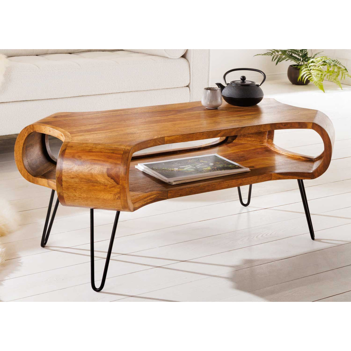 Table basse moderne originale en bois de sesham