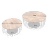 Lot de 2 tables basse rondes bois de manguier et métal