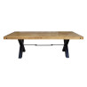 Table de salle à manger bois de pin et métal de 2m40