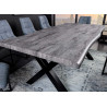Table à manger gris cérusé et métal noir 180 cm
