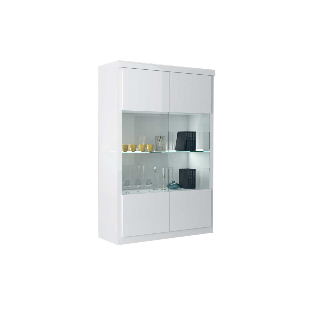 Vitrine moderne blanc laqué à led