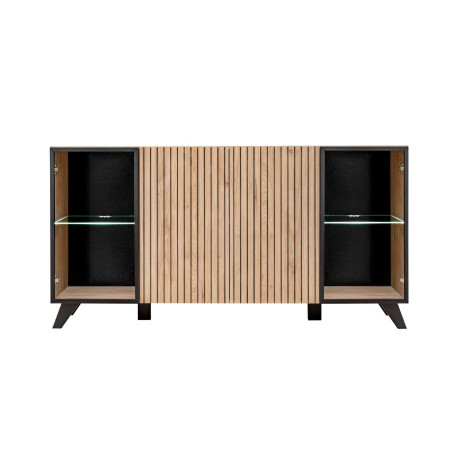Buffet 4 portes avec portes en verre et éclairage led
