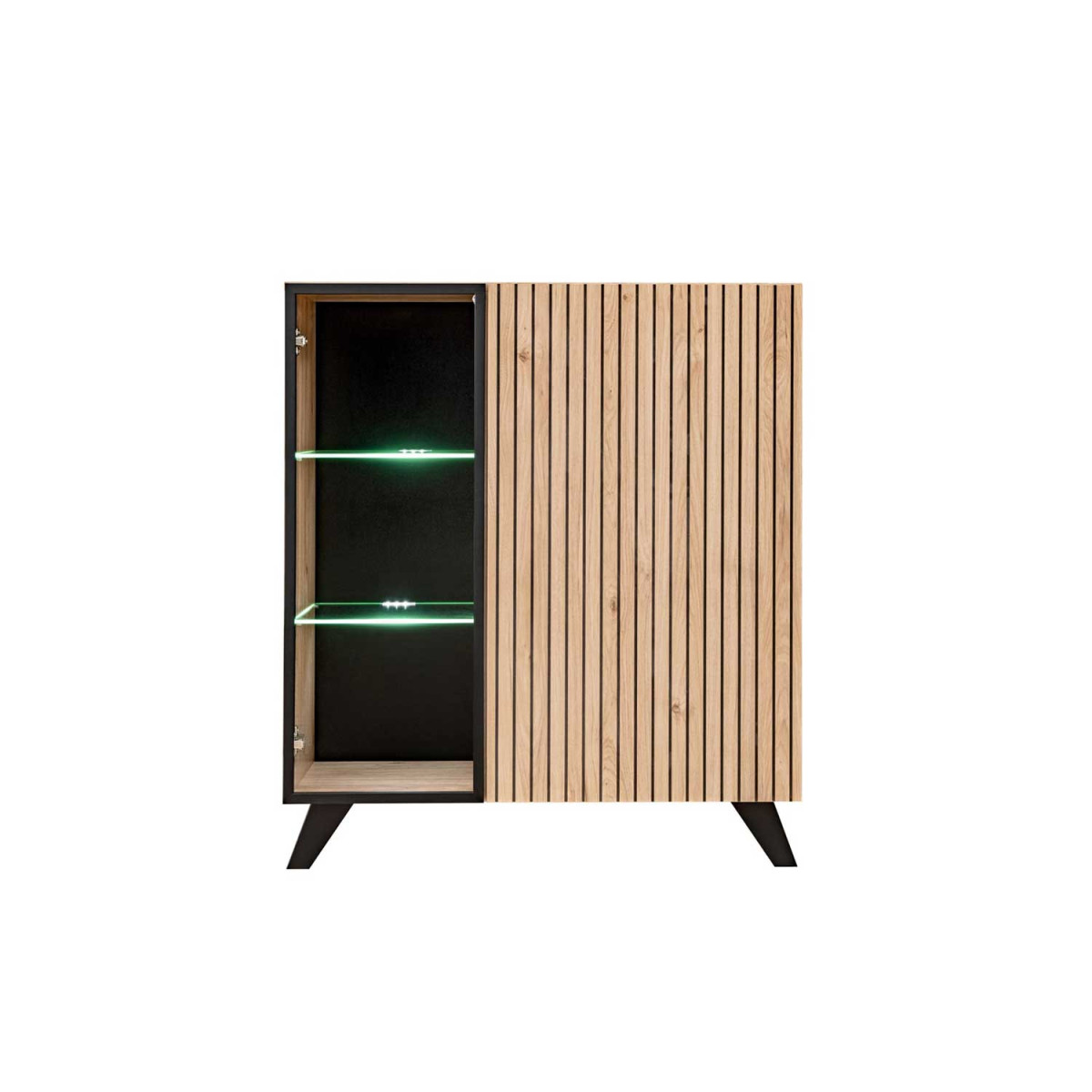 Vitrine 2 portes 90 cm bois et noir
