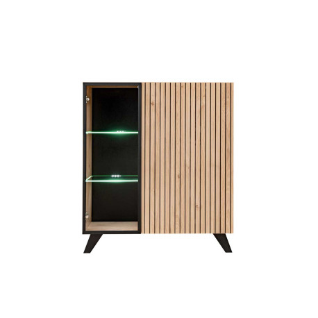 Vitrine 2 portes 90 cm bois et noir