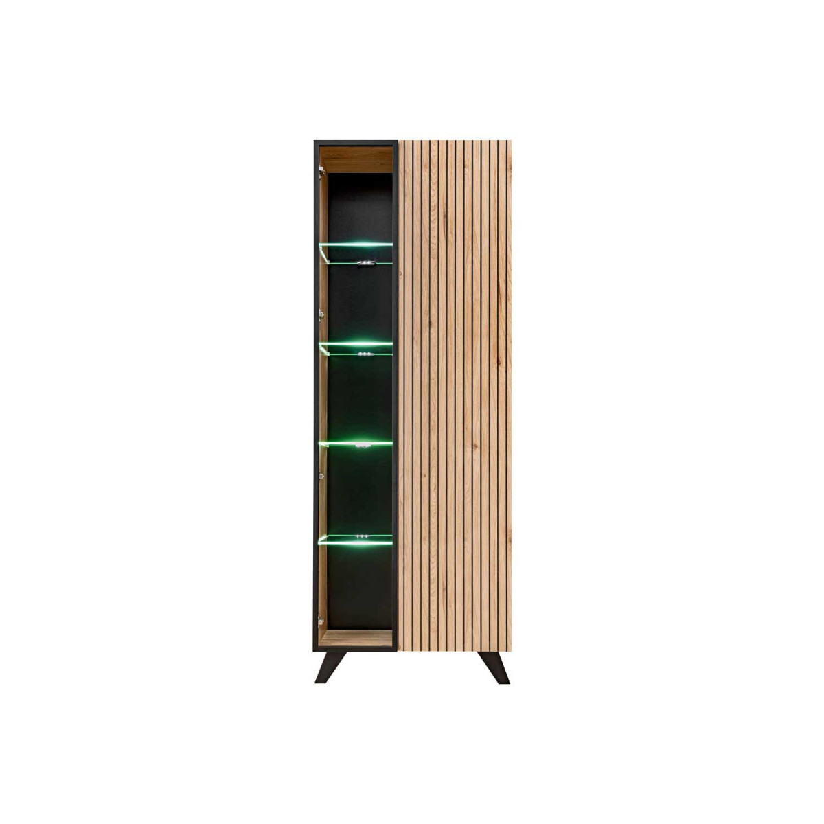 Vitrine haute 2 portes 70 cm bois et noir