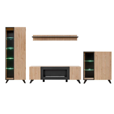 Ensemble meubles tv avec cheminée bio étahnol