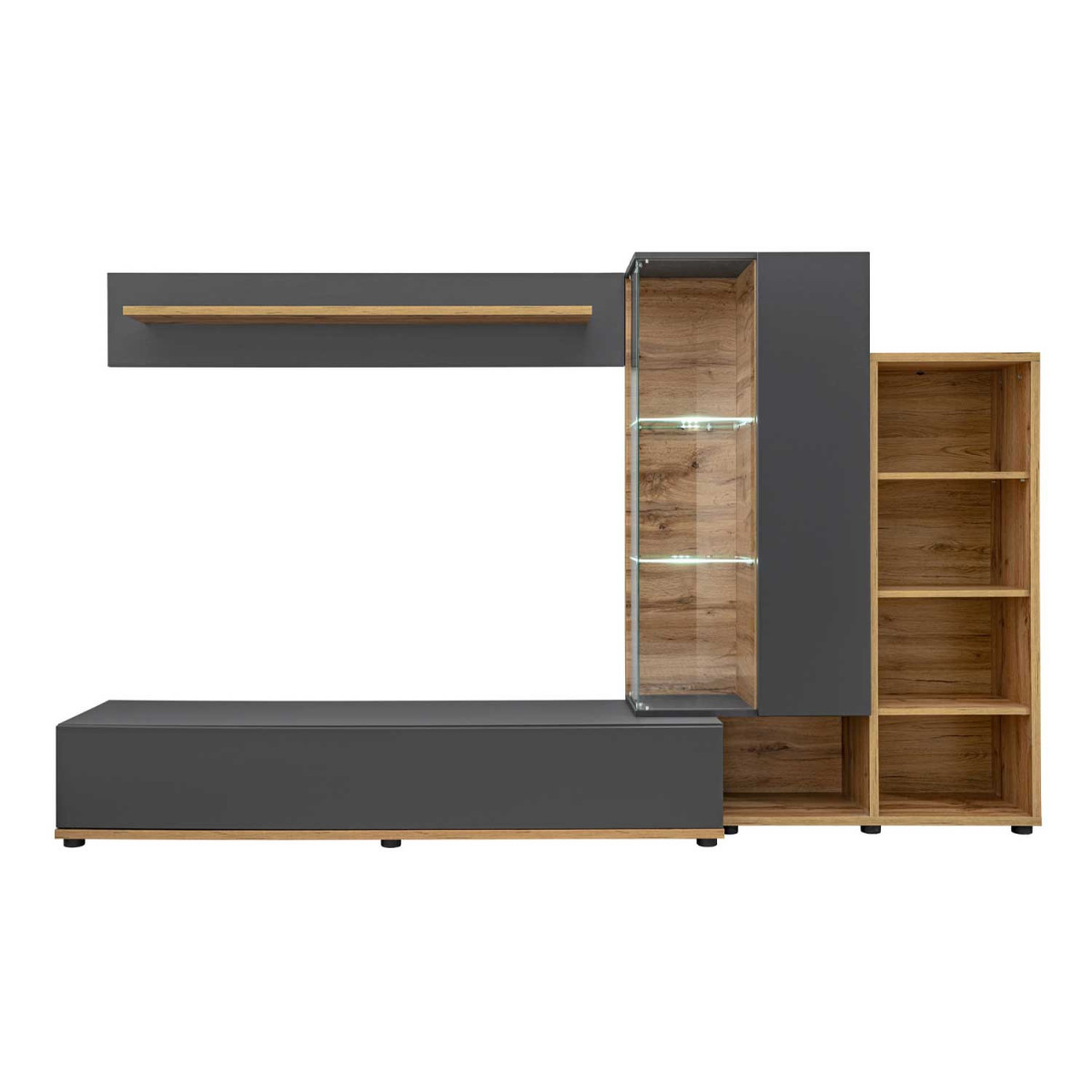 Ensemble meubles tv gris anthracite et chêne