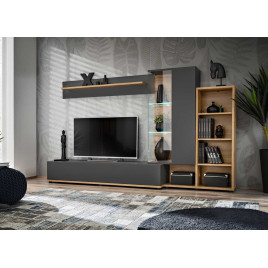 Ensemble meubles tv gris anthracite et chêne
