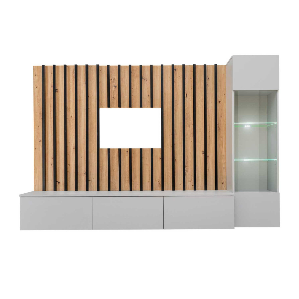 Meuble tv mural moderne avec vitrine suspendue