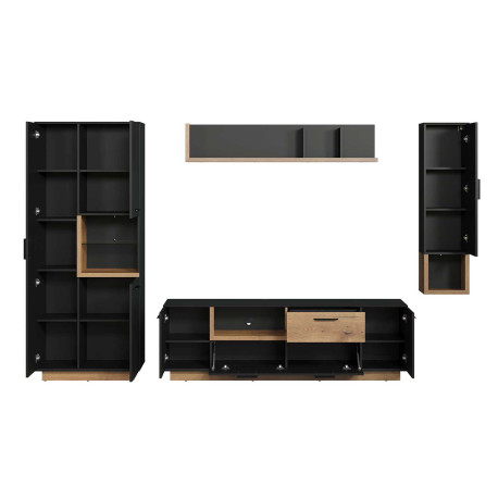 Meuble tv moderne gris anthracite et chêne