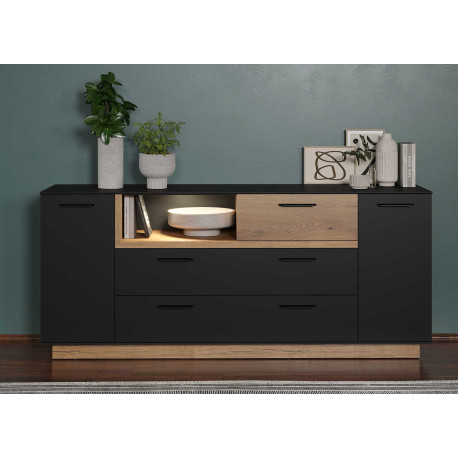 Buffet moderne gris anthracite et chêne